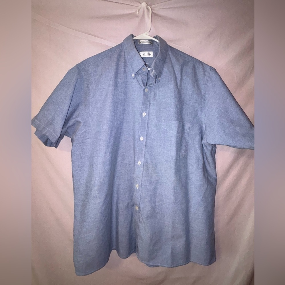 Men’s Denim Van Heusen Wrinkle Free Short Sleeve Button Down